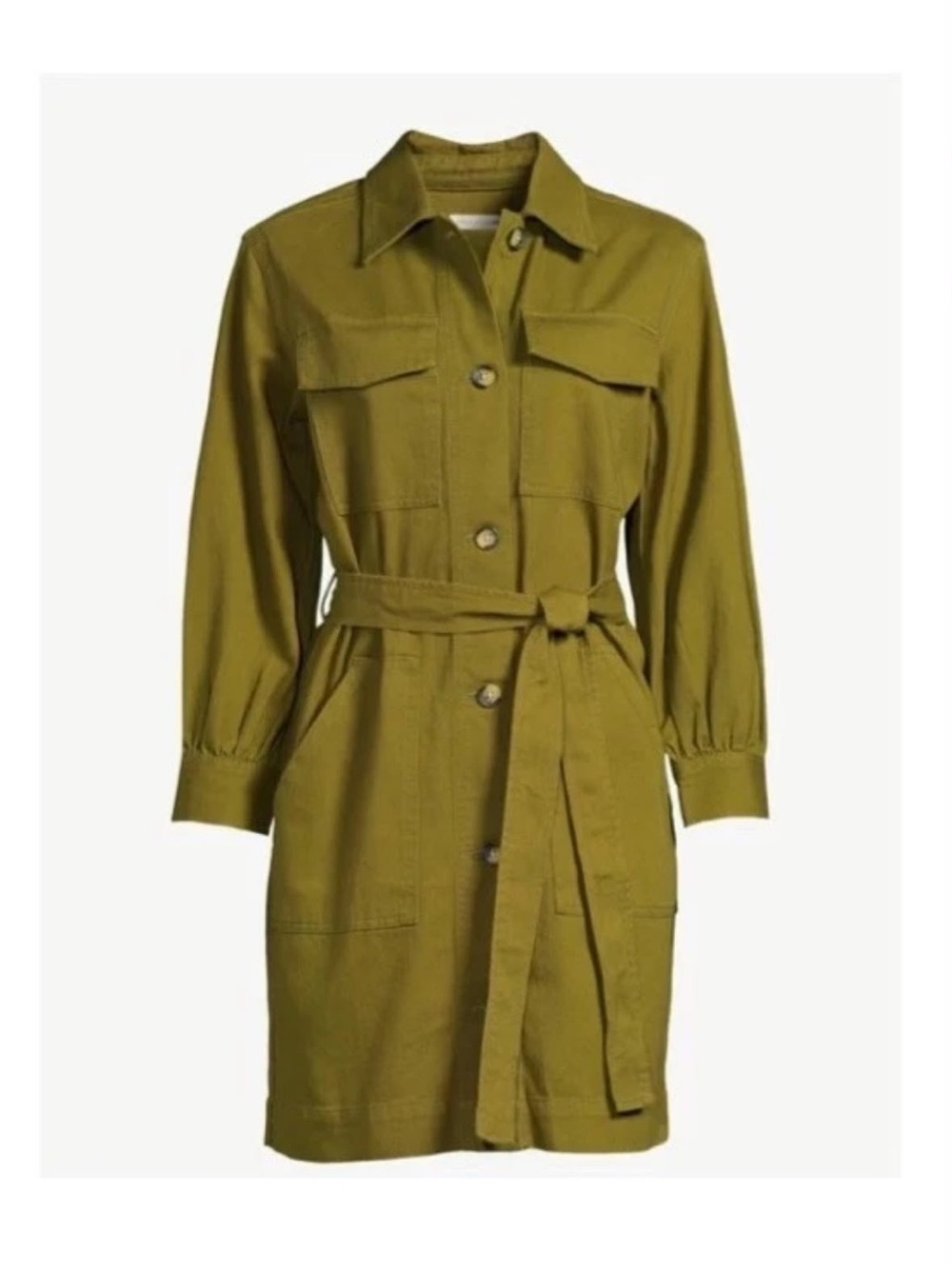 Olive Utility Jacket Dress with Waist Tie